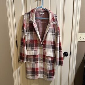 Plaid Coat in Red and White